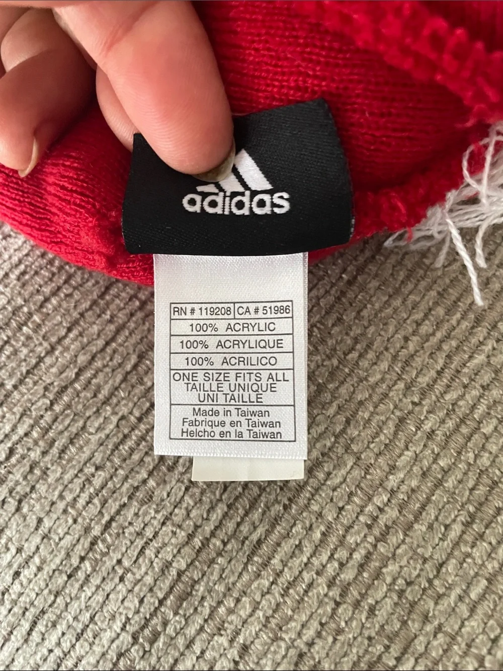 adidas University of Nebraska Red & White Pom Pom Knit Beanie
